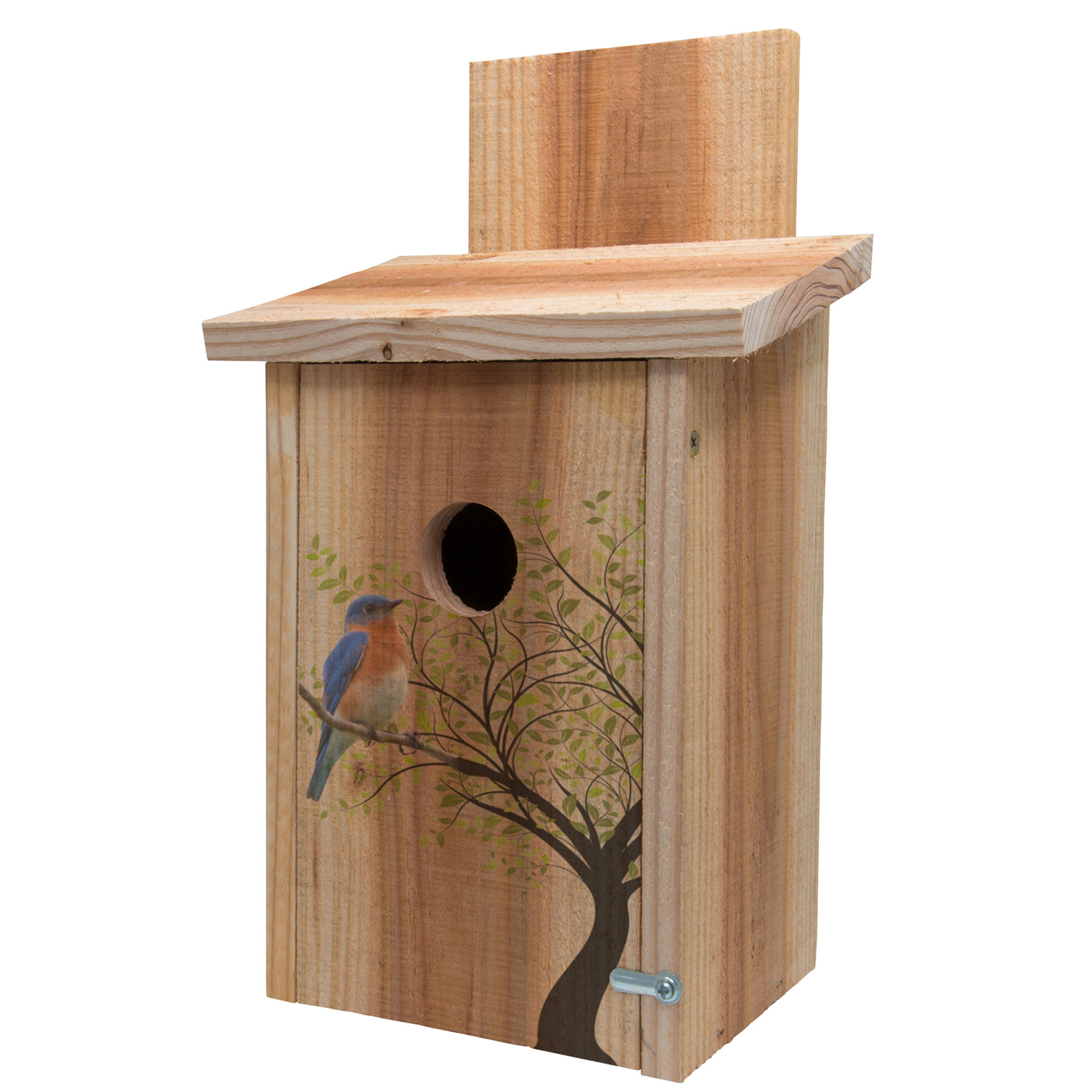 S&K Manufacturing Cedar Blue Bird House - Tree Design, Attaches to T-Post or Tree, Model# BBHC-1